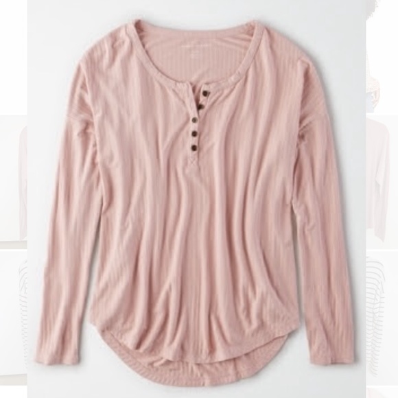 aerie Tops - AE long sleeve Henley tshirt in blush